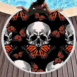 Butterfly Microfiber Round Towel Beach Bath Wall Tapestry Table Cloth Unique #1